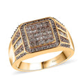 D'Joy Natural Champagne Diamond 1.00 ctw Men's Ring in 18K Vermeil Yellow Gold Over Sterling Silver (Size 10.0) - Sticky add to cart bar