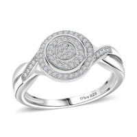 D'Joy White Diamond Ring in Rhodium Over Sterling Silver (Size 10.0) 0.25 ctw