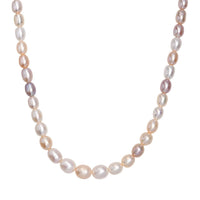 Multi Color Freshwater Pearl Oval Shape Necklace in 18K Vermeil Yellow Gold Over Sterling Silver 18 Inches