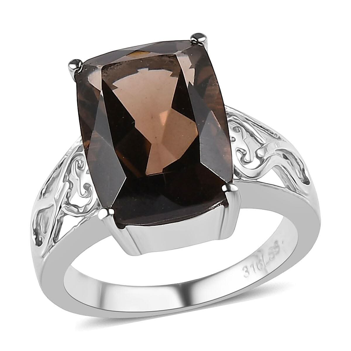 Brazilian Smoky Quartz 6.75 ctw Solitaire Ring in Stainless Steel (Size 10.0)