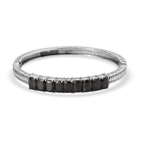 Shungite 5.15 ctw Bangle Bracelet in Stainless Steel (6.50 In)