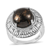 Matrix Silver Shungite Ring in Stainless Steel (Size 10.0) 9.50 ctw