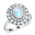 D'Joy Moon Glow Moonstone and White Zircon 2.35 ctw Ring in Platinum Over Sterling Silver (Size 10.0) - Sticky add to cart bar