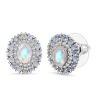 D'Joy Moon Glow Moonstone and White Zircon 2.75 ctw Celestial Elegance Earrings in Platinum Over Sterling Silver