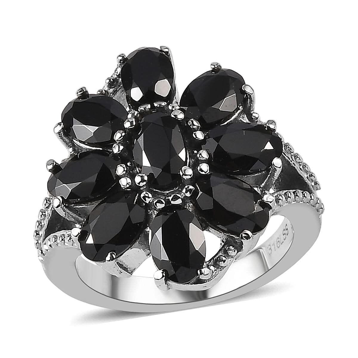 Thai Black Spinel Ring in Stainless Steel (Size 10.0) 4.90 ctw