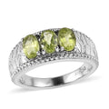 Peridot 1.40 ctw 3 Stone Ring in Stainless Steel (Size 10.0) - Sticky add to cart bar