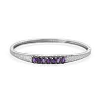 African Amethyst 2.90 ctw Bangle Bracelet in Stainless Steel (7.25 In)