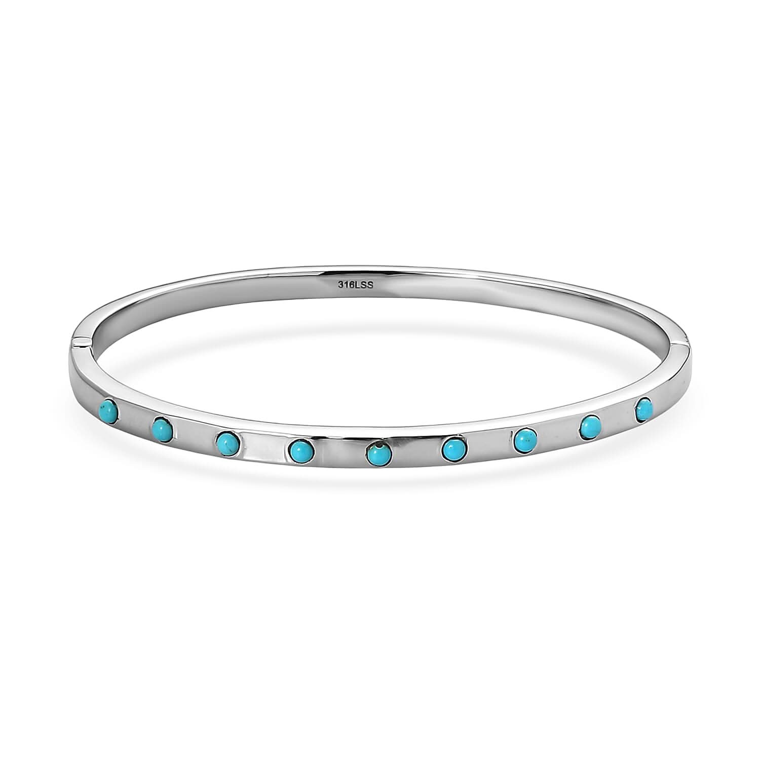 Sleeping Beauty Turquoise 0.50 ctw Bangle Bracelet in Stainless Steel