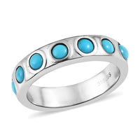 Sleeping Beauty Turquoise Band Ring in Stainless Steel (Size 10.0) 0.80 ctw