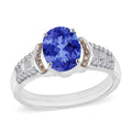 Luxoro AAA Tanzanite, Natural Champagne and White Diamond I2 2.23 ctw Ring in 14K White Gold - Sticky add to cart bar
