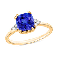 Luxoro AAA Tanzanite and G-H I2 Diamond Ring in 14K Yellow Gold (Size 10.0) 1.49 ctw
