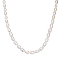 White Freshwater Pearl Cloud Kiss Necklace in Rhodium Over Sterling Silver 18 Inches