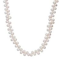 White Freshwater Pearl Oval Shape Dancing Bubbles Necklace in Rhodium Over Sterling Silver 18 Inches