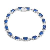 Kashmir Kyanite and Moissanite 9.50 ctw Bracelet in Rhodium Over Sterling Silve (6.50 In)