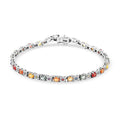 Premium Multi Sapphire, White Zircon Bracelet in Rhodium Over Sterling Silver (6.50 In) 7.00 ctw - Sticky add to cart bar