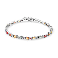 Premium Multi Sapphire, White Zircon Bracelet in Rhodium Over Sterling Silver (6.50 In) 7.00 ctw