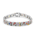 Multi Sapphire and White Zircon 15.60 ctw Rainbow Radiance Bracelet in Rhodium Over Sterling Silver (6.50 In) (Del. in 10-12 Days) - Sticky add to cart bar
