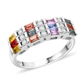 Premium Multi Sapphire, Moissanite Ring in Rhodium Over Sterling Silver (Size 10.0) 1.65 ctw - Sticky add to cart bar