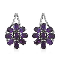 African Amethyst Earrings in Stainless Steel 6.50 ctw