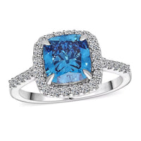 Lab Grown Blue and White Diamond VS 3.50 ctw Ring in 950 Platinum