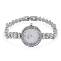 Genoa Austrian Crystal Japanese Movement MOP Dail Watch in Silvertone