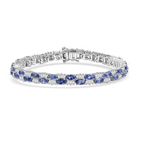 D'Joy Tanzanite and White Zircon 12.65 ctw Celestial Symphony Bracelet in Rhodium Over Sterling Silver (7.25 In)