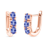 Tanzanite 1.10 ctw Hoop Earrings in 18K Vermeil Rose Gold Over Sterling Silver