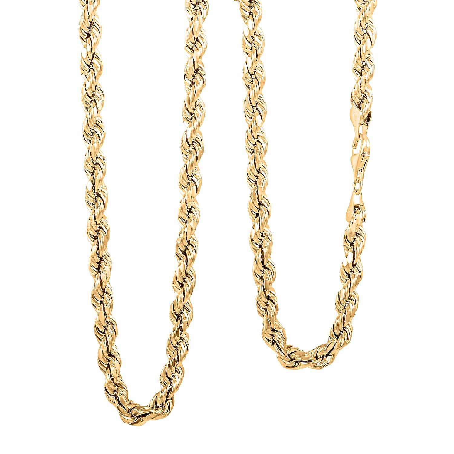 6mm 8-sided Diamond-cut Rope Chain Necklace in 10K Yellow Gold 23.60 Grams 30 Inches