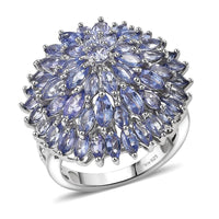 D'Joy Shades of Fire Opal 3.85 ctw Ring in Rhodium Over Sterling Silver (Size 10.0)