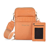 Passage Light Purple Crocodile Embossed Faux Leather Crossbody Bag (4.3"x2.8"x7") with Shoulder Strap 47 Inches