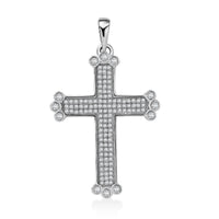 Simulated Diamond 1.40 ctw Cross Pendant without Chain in Rhodium Over Sterling Silver
