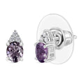 D'Joy Royal Lavender Spinel and Diamond 0.90 ctw Floral Bloom Earrings in Rhodium Over Sterling Silver - Sticky add to cart bar