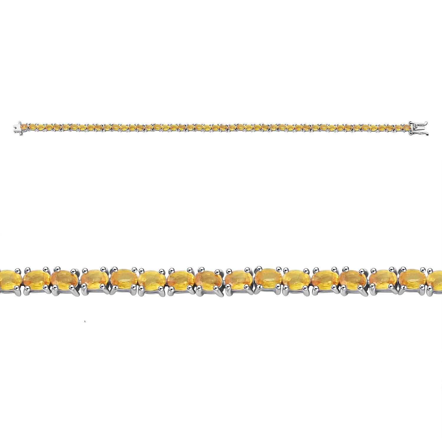 D'Joy Yellow Sapphire 10.80 ctw Bracelet in Rhodium Over Sterling Silv (8.00 In)