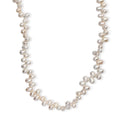 White Freshwater Pearl Oval Shape Bubble Necklace in Rhodium Over Sterling Silver 18 Inches - Sticky add to cart bar