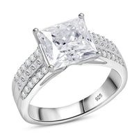 Moissanite 3.20 ctw Ring in Rhodium Over Sterling Silver (Size 10.0)