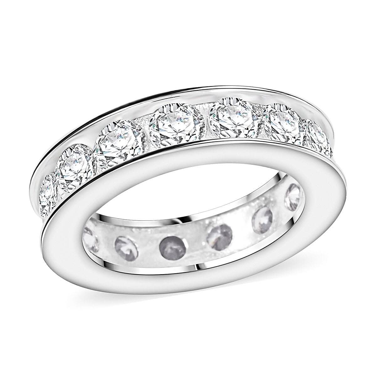 Simulated Diamond Ring in Rhodium Over Sterling Silver (Size 10.0) 0.60 ctw