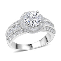 Simulated Diamond Ring in Rhodium Over Sterling Silver (Size 5.0) 3.65 ctw