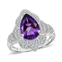 D'Joy Premium Moroccan Rose and White Zircon 3.40 ctw Ring in Rhodium Over Sterling Silver (Size 10.0)