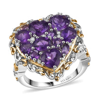 Karis African Amethyst, Multi Gemstone Ring in 18K YG Plated and Platinum Bond (Size 10.0) 3.85 ctw