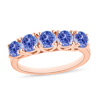 Tanzanite 1.25 ctw 5 Stone Ring in 18K Vermeil Rose Gold Over Sterling Silver (Size 10) 1