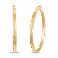 Pipe Diamond-cut 3x45.5mm Hoop Earrings in 10K Yellow Gold 2.60 Grams