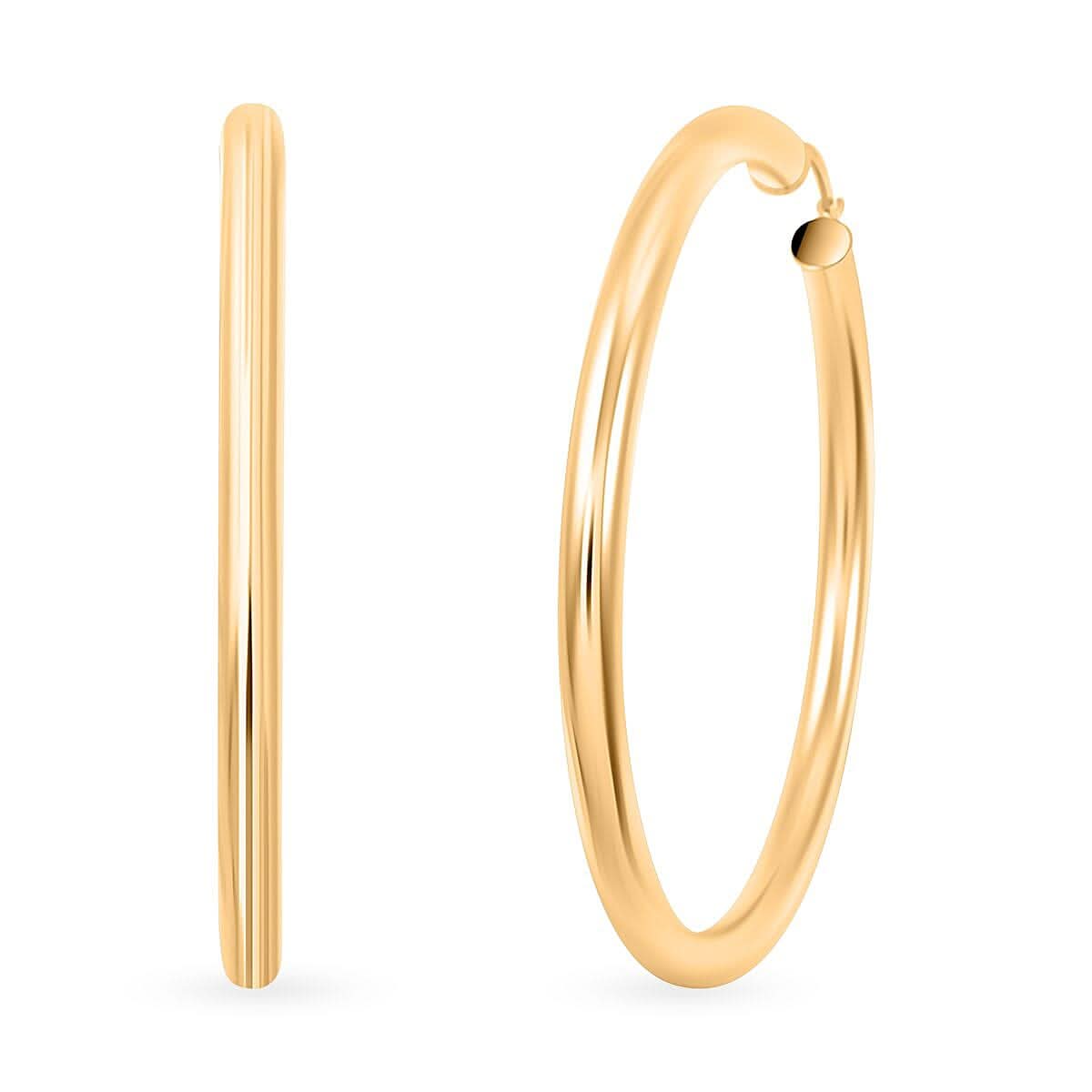 Pipe Plain 4x54.5mm Hoop Earrings in 10K Yellow Gold 5.1 Grams