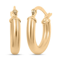 Pipe Plain 3x17mm Hoop Earrings in 10K Yellow Gold 1.1 Grams