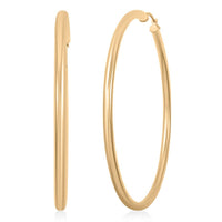 Pipe Plain 3x54.5mm Hoop Earrings in 10K Yellow Gold 3.4 Grams