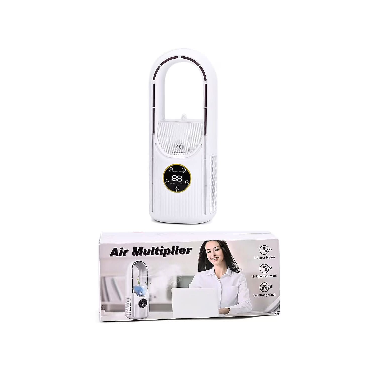 White Bladeless Fan with Humidification Purification 6hr Timing Fan