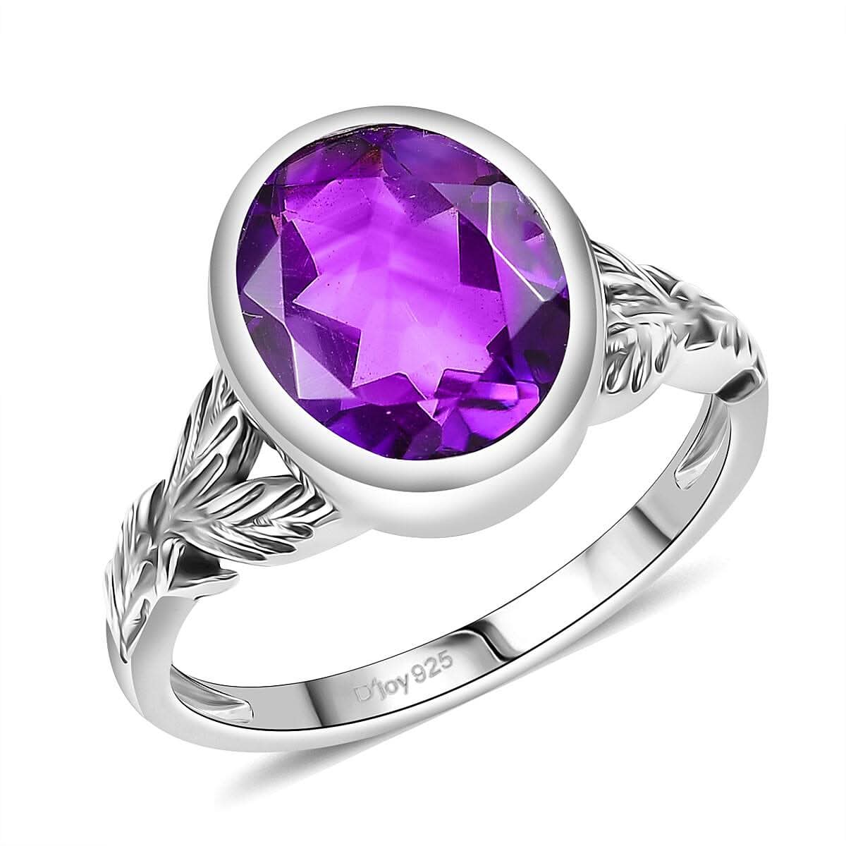 D'Joy Artisan Crafted Moroccan Amethyst  Solitaire Ring Sterling Silver 3.87 ctw (Size 10.0) 3.87 ctw