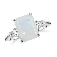 Rainbow Moonstone Solitaire Ring in Sterling Silver (Size 10.0) 2.75 ctw