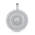Simulated Diamond 1.35 ctw Round Floral Pendant without Chain in Rhodium Over Sterling Silver - Sticky add to cart bar