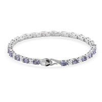 D'Joy Tanzanite, Multi Gemstone Bracelet in Rhodium Over Sterling Silver  5.85 ctw (6.50 Inches)
