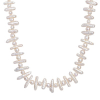 White Freshwater Pearl Necklace in Rhodium Over Sterling Silver 18 Inches